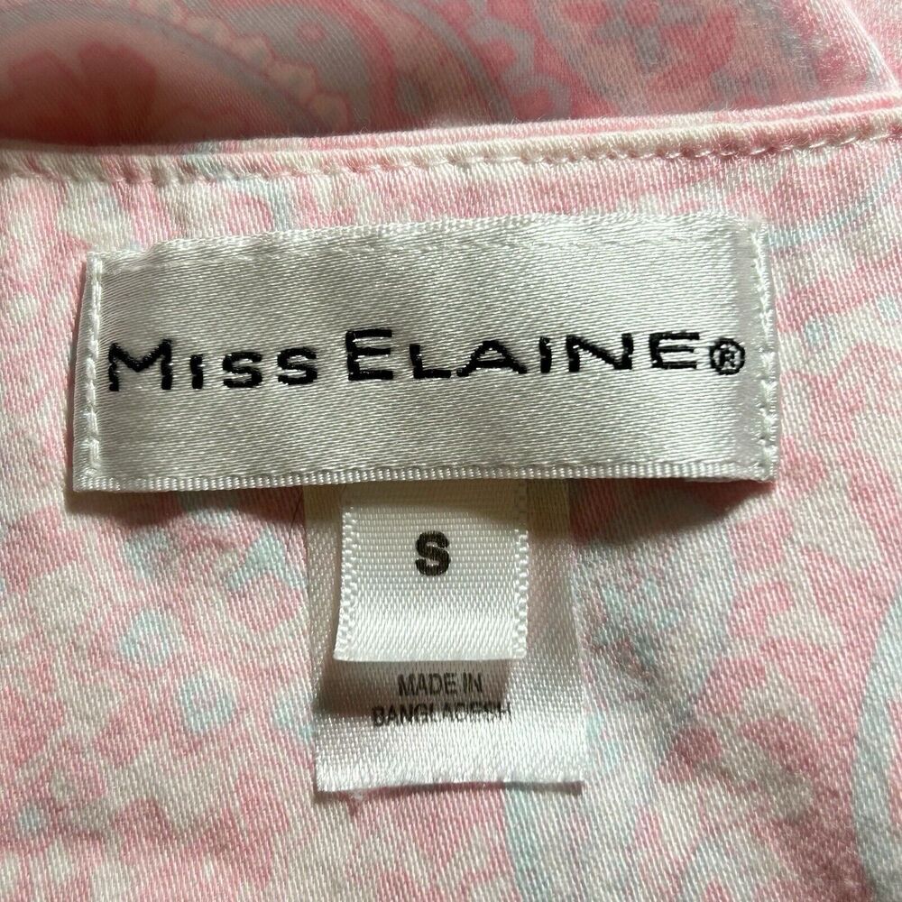 MISS ELAINE Women’s Pink Paisley Print 100% Cotton Flannel Nightgown Size S - Picture 12 of 13